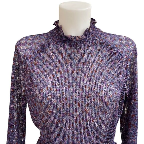 LIZ PETITES INC Vintage‎ Purple Foral Sheer SEE THRU 2-PC BLOUSE & SKIRT size 6! - Picture 5 of 12